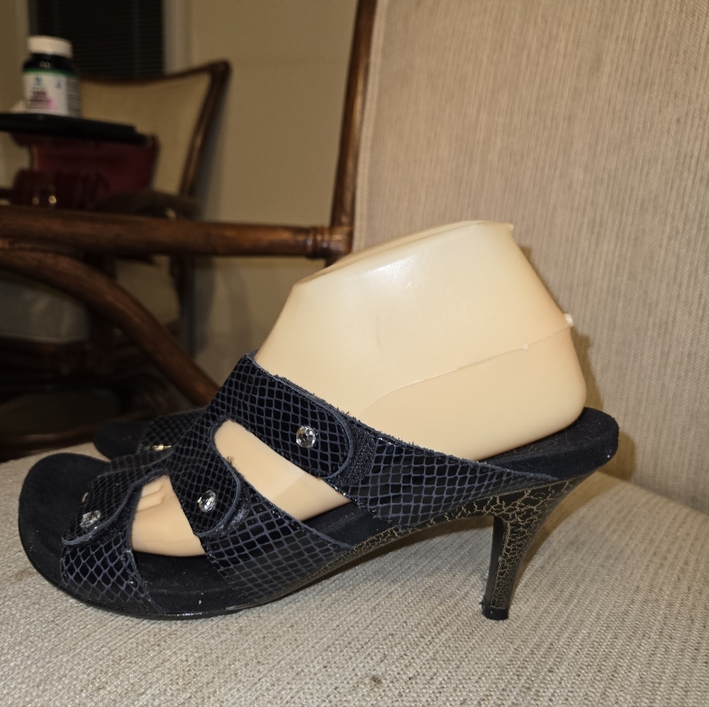 Helle Comfort Python Leather Sandals Rhinstones 3… - image 2